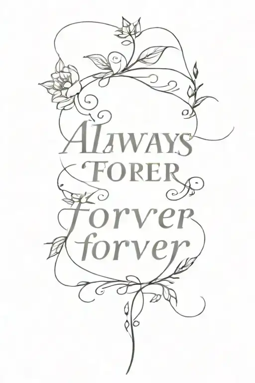 Words Always Forever More In A Line Spine Tattoo Design