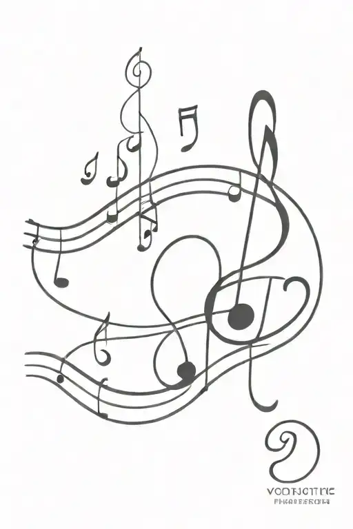 Music Note And Waterfall Flowing