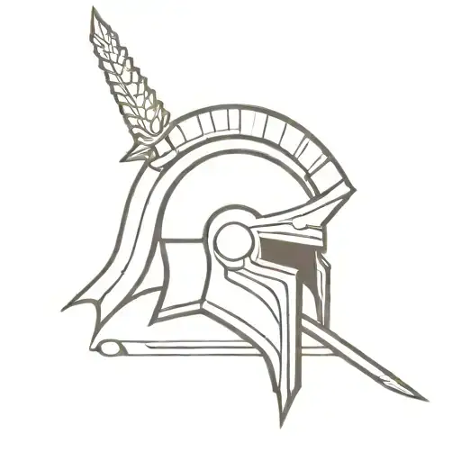 Combine Elements Of A Spartan Helmet And Sword To Create A Unique And Intricate Design