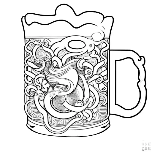 Beer Mug Tattoo With Semicolon Handle