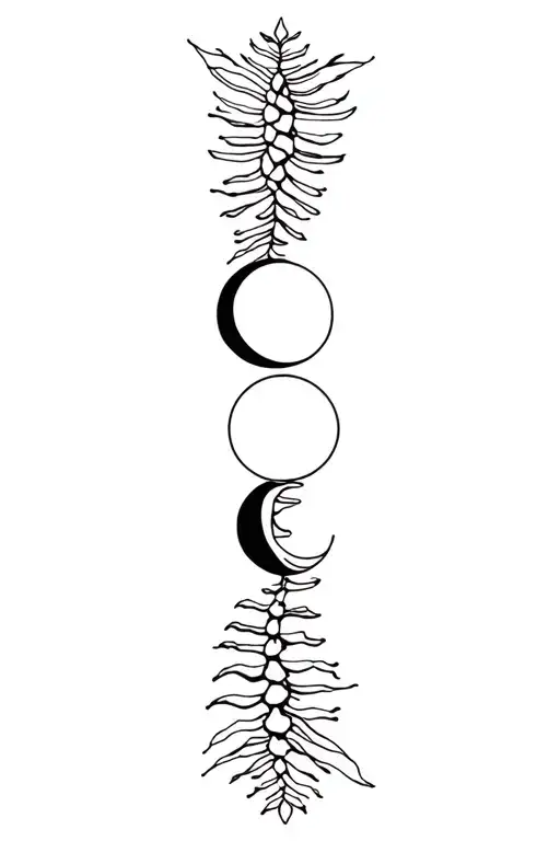 Spine Moon Phase Tattoo Elegant Design Inspired
