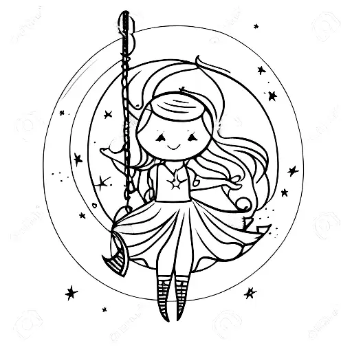 Girl Swinging From Moon