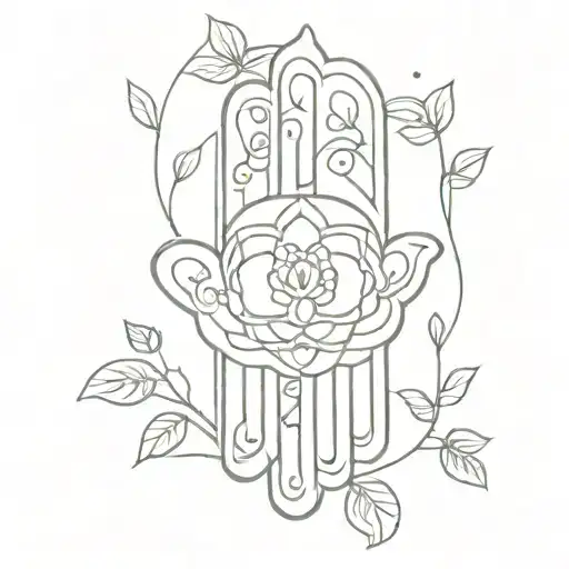 Hamsa With Flowers On A Vine Growing Out Of It