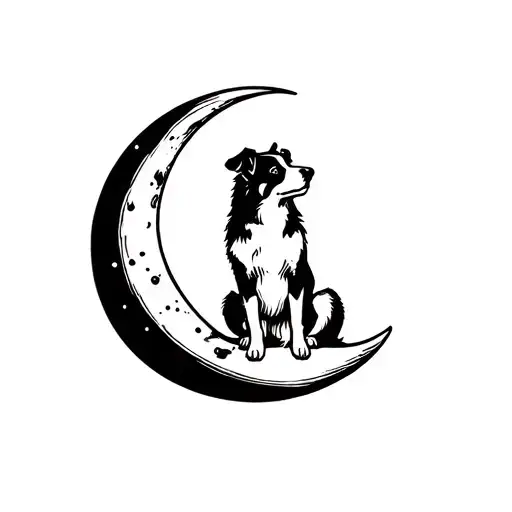 Australian Shepherd Sitting On The Moon