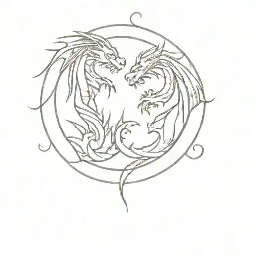 Two Dragons In A Circle Shape