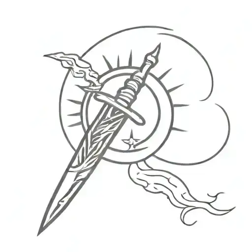 Dagger With Sun And Moon Shining