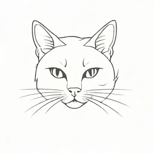 Incorporate Cat Ears Into A Minimalist Line Art Design Of A Cat's Face