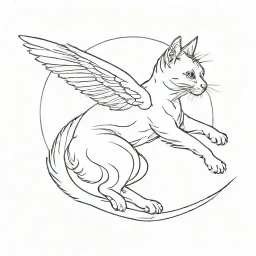 Cat With Wings Side View Leaping