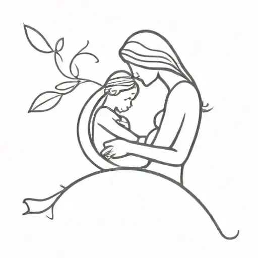 A Silhouette Of A Mother And Child Forming The Letters Of 'Savita'