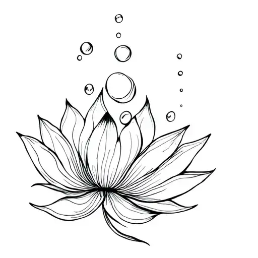 Lotus Leaf With Lines And Bubbles Rising
