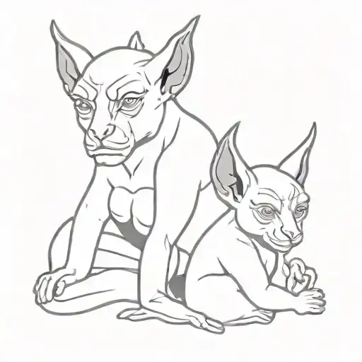 Gargoyle Mother And Her Daughter