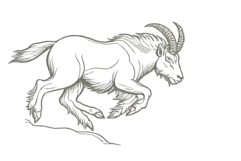 Running Leaping Beareded Mountain Goat