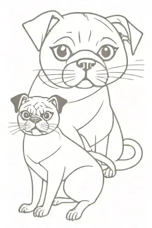 A Cat And A Pug Together Abstract Representation