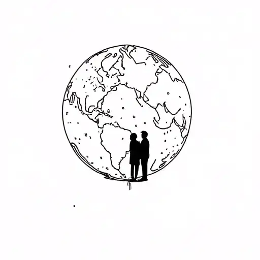 Two People Standing By A Big Globe