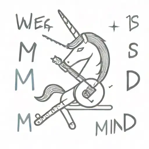 A Unicorn Playing A Guitar With The Words 'Where Is My Mind'