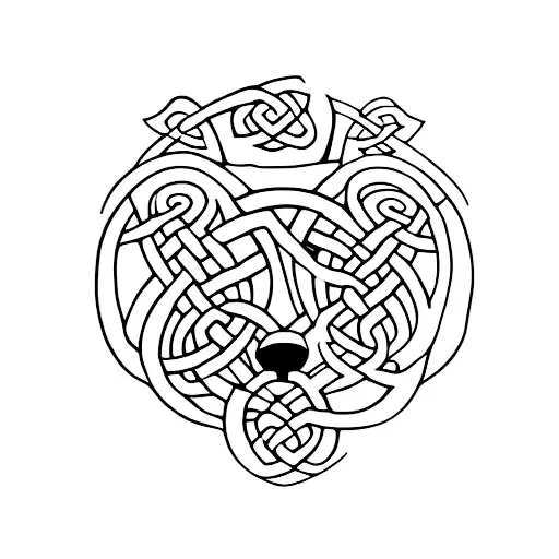 Celtic Knot In The Shape Of A Wolf