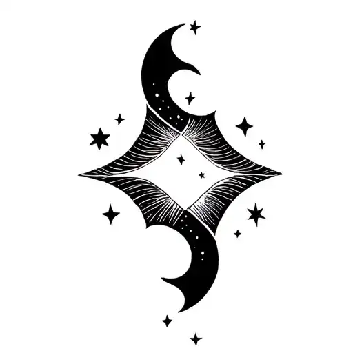 Fine Line Neck Tattoo With Stars And Moon