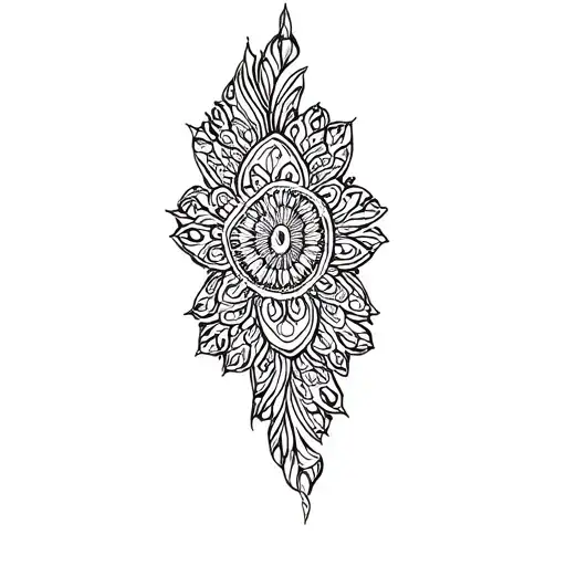 Coverup Mandala With Upward Ornamental Flow