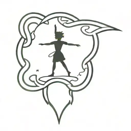 A Minimalist Tattoo Of Peter Pan's Silhouette Inside A Pansexual Symbol