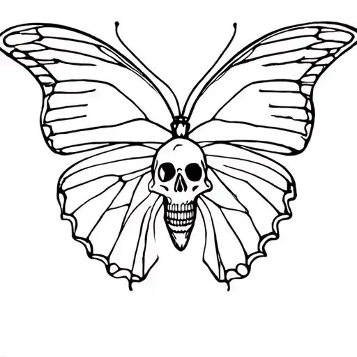 One Liner Butterfly With Skull
