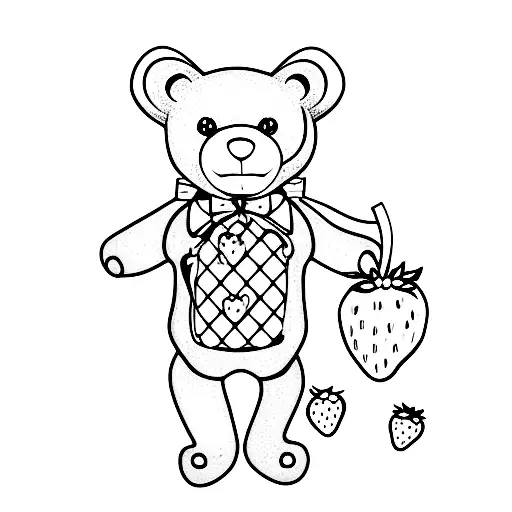 Teddy Bear Holding Strawberry