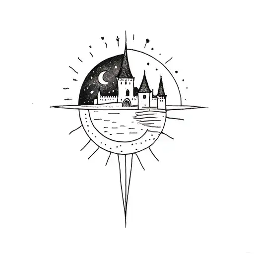 Castle Moon And Sun Sketch
