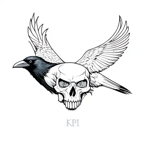 Raven Perched On A Skull