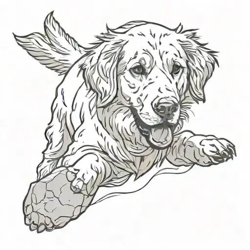 Golden Retriever Playing With A Stone