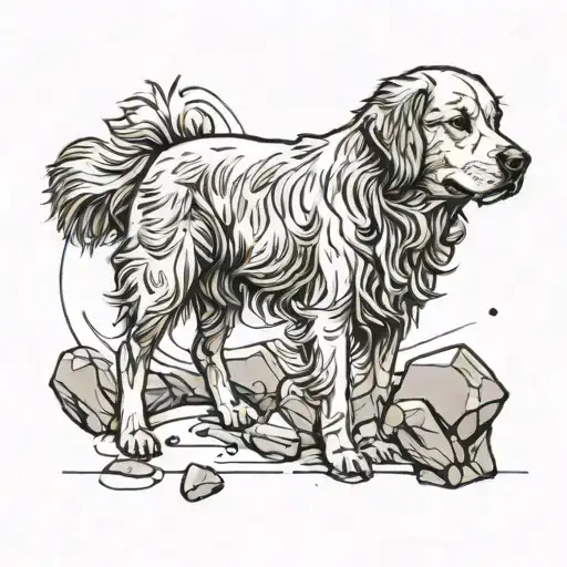 Golden Retriever Playing With A Stone