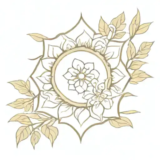 A Floral Mandala Design Incorporating Julia's Favorite Flowers As The Focal Point