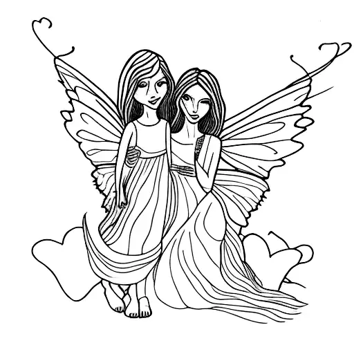 Mom As A Fairy Holding Daughters Hand
