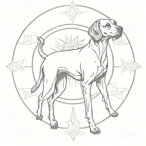 Dotwork Mandala Design Featuring Subtle Vizsla Dog Elements