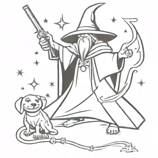 Animal Wizard Casting A Spell Using A Gun