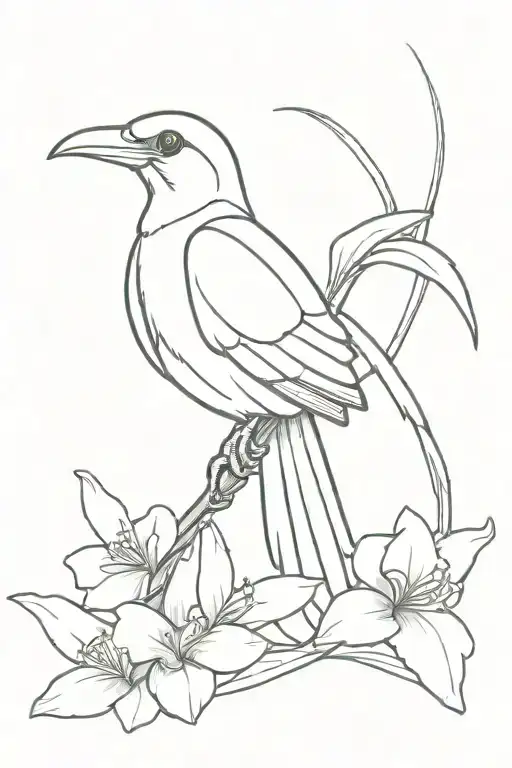 Quetzal Bird With White Nun Orchid
