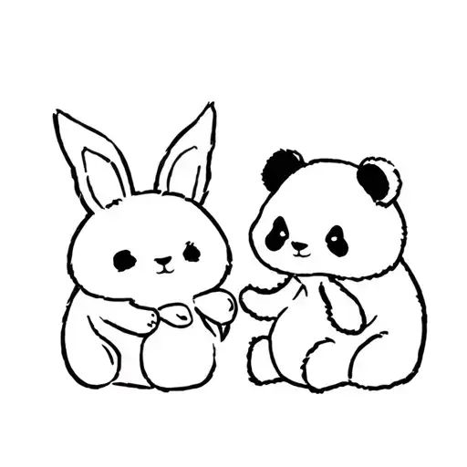 Bunny And Panda Teddy Bears
