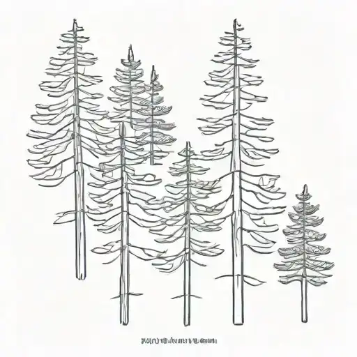 Pine Trees Simple Line Drawing
