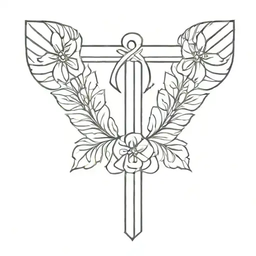 Egyptian Ankh With 6 Flowers