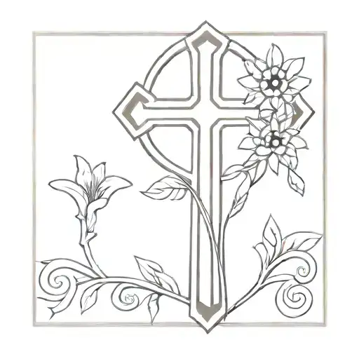 Egyptian Ankh With 6 Flowers