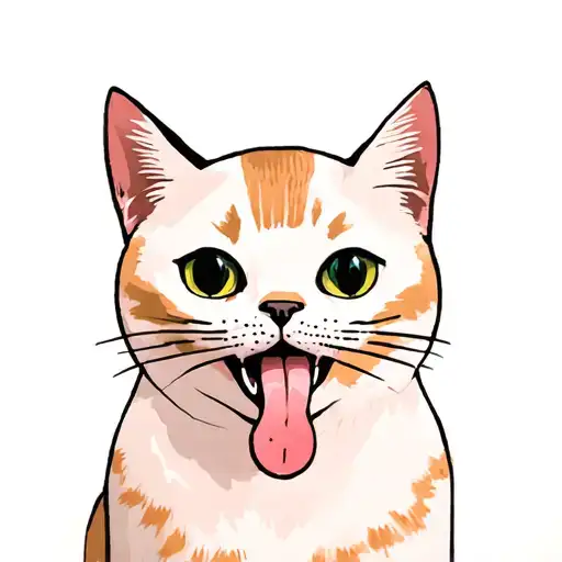Minimalist Tattoo Based To The Cat In The Picture With The Tongue Sticking Outside Mouth