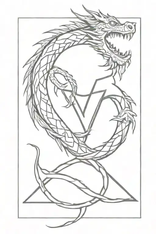 Dragon With Viking Rune With Runes