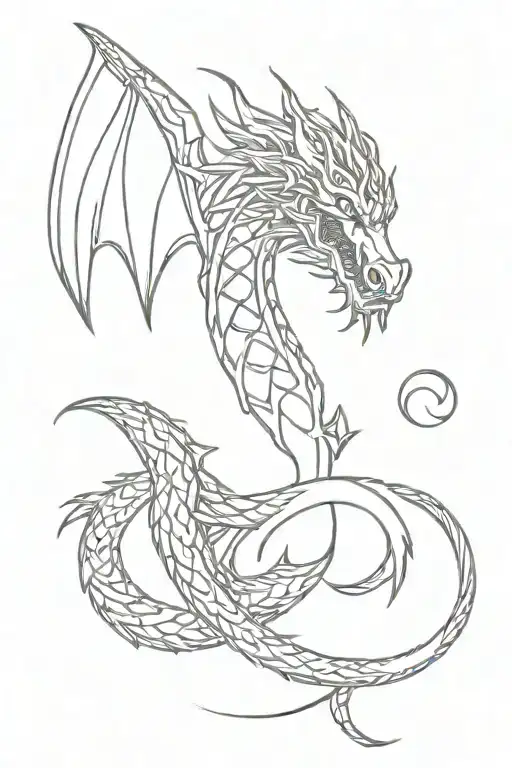 Dragon With Viking Rune With Nordic Runes