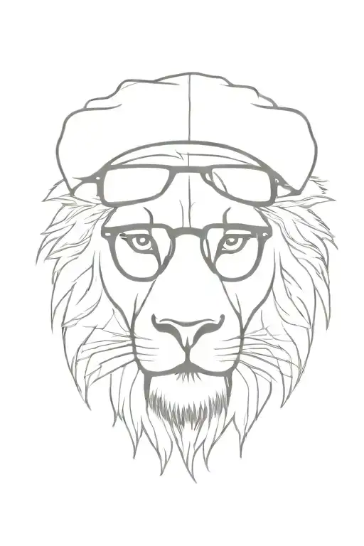 A Lion Head Wearing A Beanie And Hipster Glasses