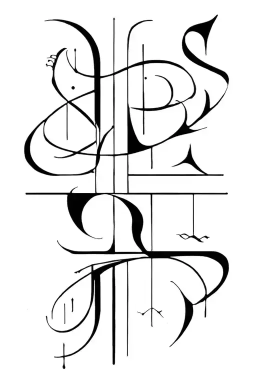 Abstract Mystical Ancient Letters Mixed