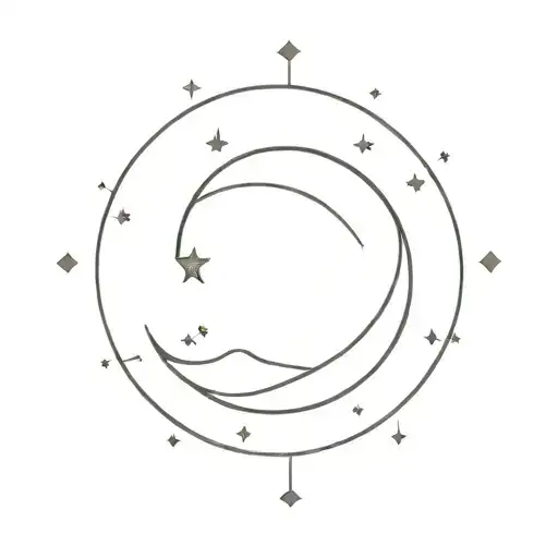 Simple Moon With Geometric Background