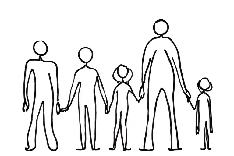 Stick Figure Family Of Five With Dad And Mon Two Boys And One Girl