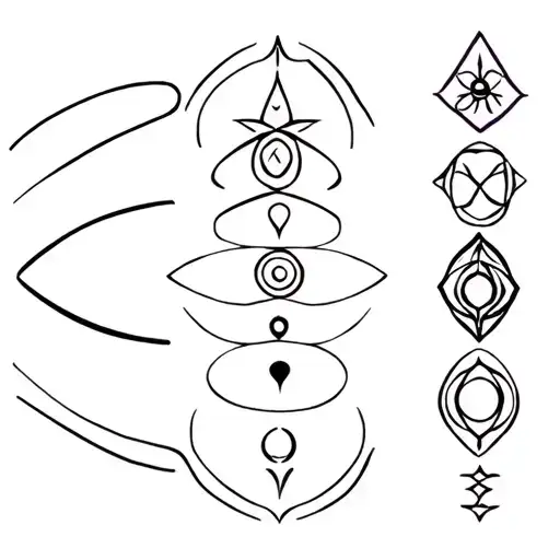 Seven Chakra Symbols On The Spine