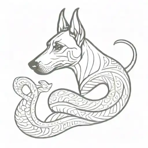 Henna Style Snake And Doberman Dog
