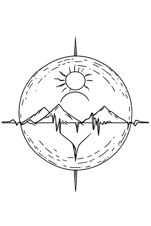 Phoenix Sun Moon Heart Electrocardiogram Mountain