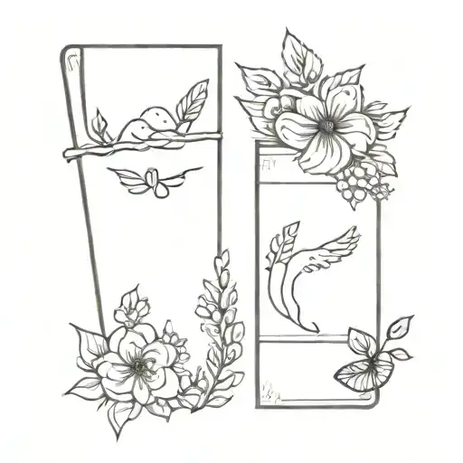 Best Friend Matching Tattoo Featuring Elements Like Books And Flowers