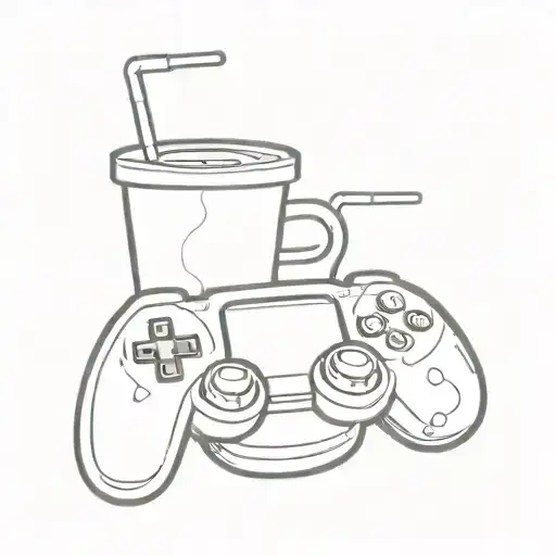 A Coffee Cup With Gaming Controller Handles As The Cup Holder